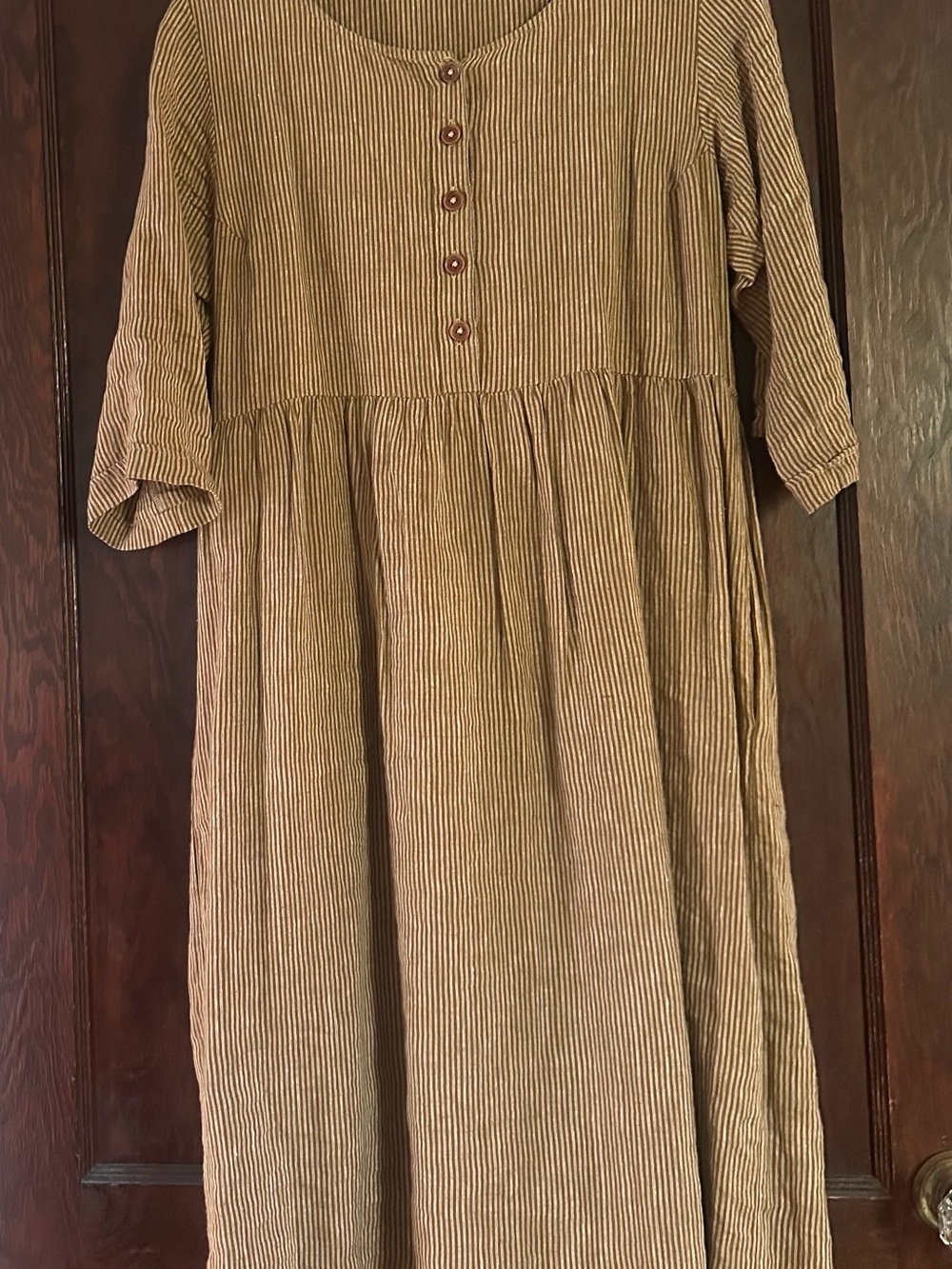 Striped Button-Front Midi Dress